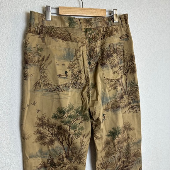 Vtg Lauren Ralph Lauren Size 8 Mallard Duck Print Straight Leg Chino Pants Brown - Picture 9 of 10